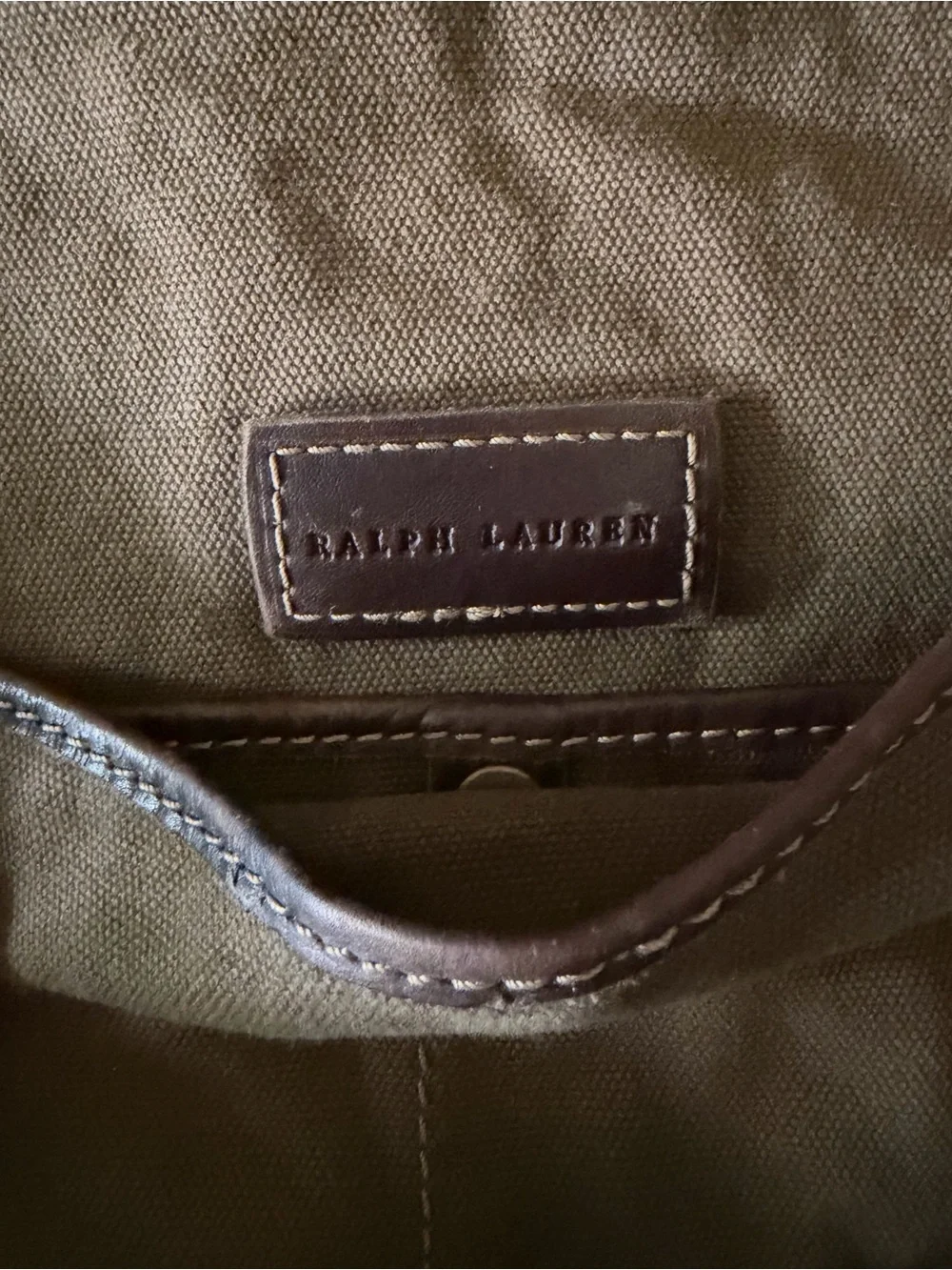 Ralph Lauren Leather Crossbody Saddle Bag with Woven Red Accent